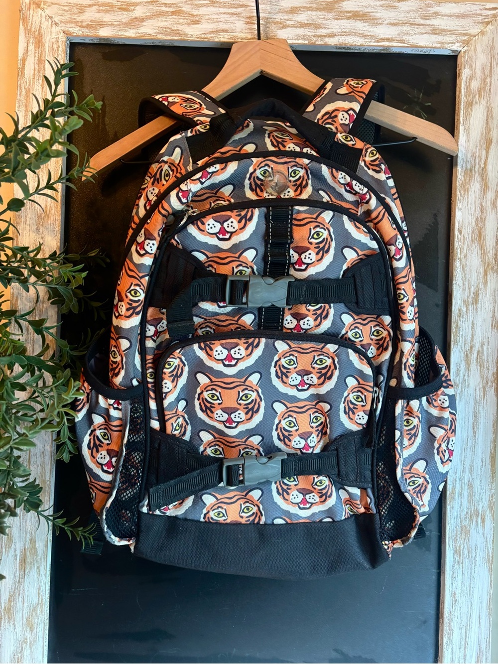 Pottery Barn Kids Tiger Face School Medium Backpack Orange Black Padded Straps